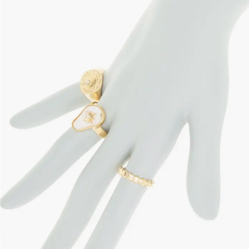 Mother of Pearl & Crystal Embellished Ring Set - Melrose and Market (NWT)
